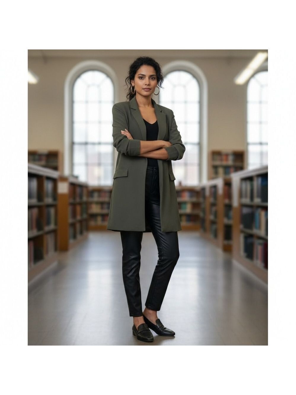 Joseph Ribkoff Olive Green Straight Open Blazer Size 8